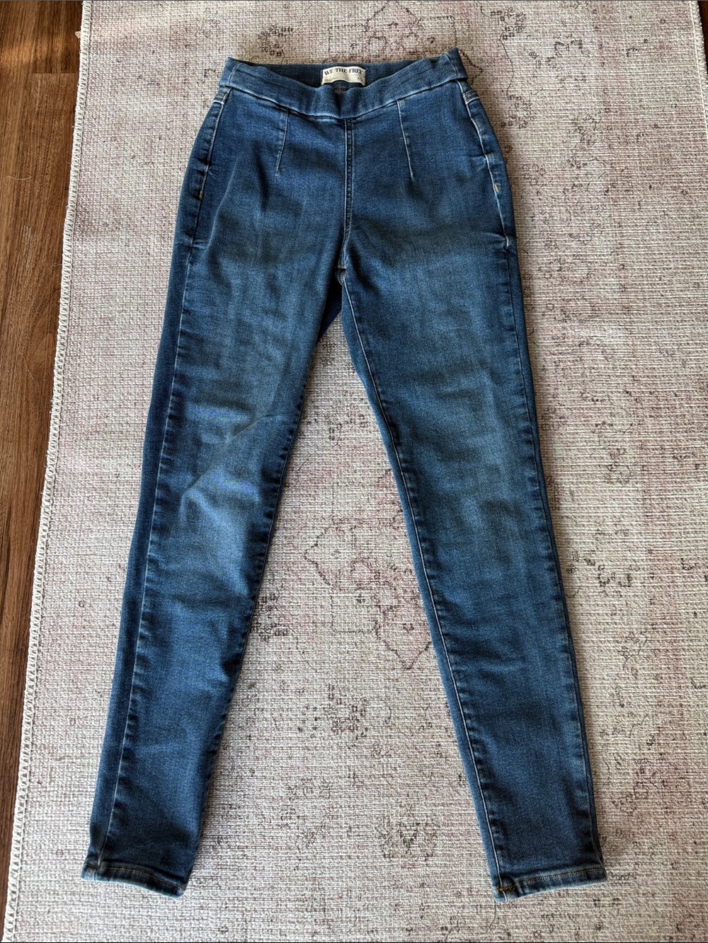 Free People Deep Indigo High-Rise Skinny Jeans